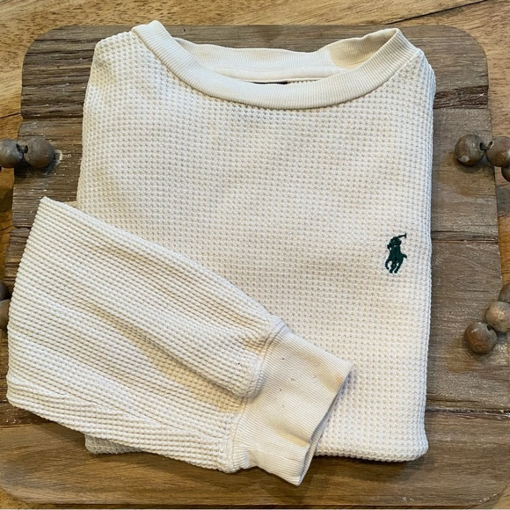 Vintage Polo by Ralph Lauren Boy’s 6 Cream Waffle Weave Long Sleeve‎ Pullover